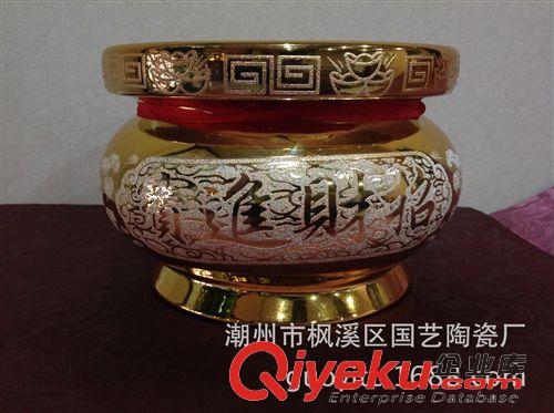 精品推薦 廠家直銷 精品圓口金砂爐 電鍍陶瓷工藝品 佛教香爐 爆款熱賣