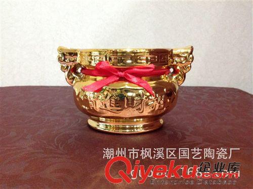 精品推薦 tj促銷黃金招財爐 電鍍工藝香爐 佛教用品潮州陶瓷工藝品批發原始圖片2