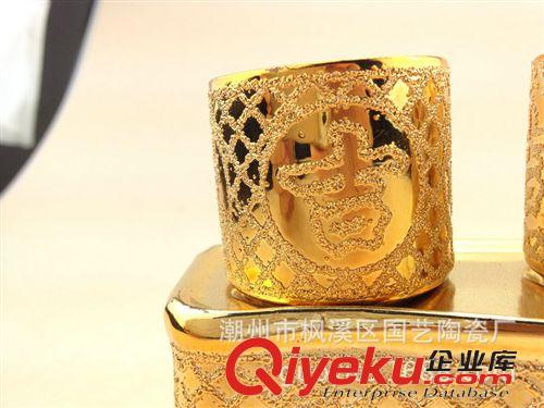 陶瓷摆件 沙金神台5杯 特色陶瓷品  陶瓷手工礼品厂家加工