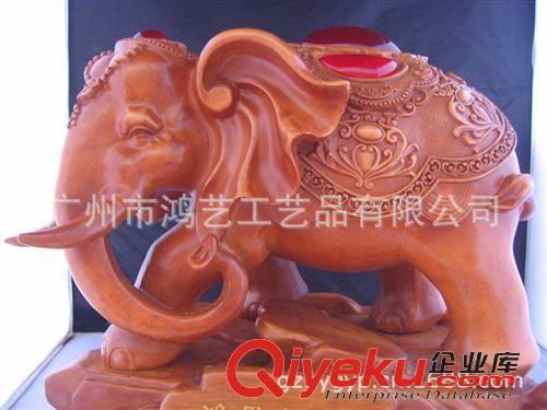 商务馈赠礼品 加工树脂工艺品 泰国大象 木纹摆件