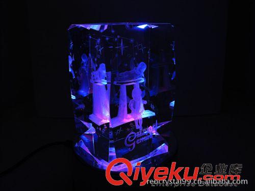 12星座 瑞奧七彩旋轉3D水晶內雕雙子座 12星座 可定制簽名logo
