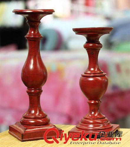 美式燭臺 浪漫紅色燭臺禮品工藝品套二樹脂擺件美式家居精美禮物廠家直銷