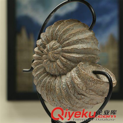 美式燭臺(tái) gd家居裝飾品擺件復(fù)古懷舊家裝樹(shù)脂工藝品擺設(shè) 海螺燭臺(tái)三件套原始圖片3