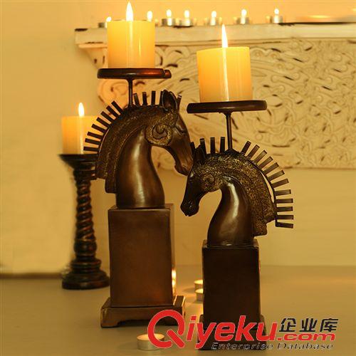 美式燭臺 歐式復古創意燭臺仿古樹脂工藝樣板房餐廳客廳軟裝飾品送禮擺件