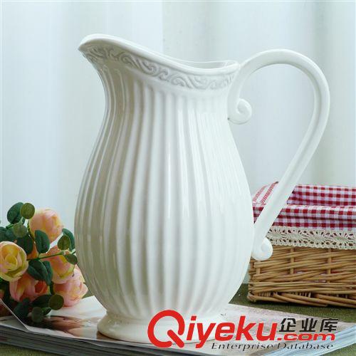 陶瓷花瓶花盆 批發(fā)供應(yīng)地中海簡約現(xiàn)代白色陶瓷花壺花瓶 家居擺設(shè)工藝品原始圖片2