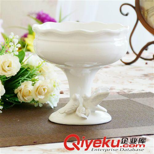 中溫|有釉面 美式鄉(xiāng)村典雅簡約現代白色陶瓷小鳥花盆瓶器家居裝飾插花花藝