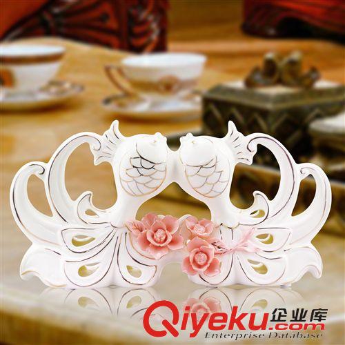 陶瓷擺件 支持混批gd結(jié)婚禮品白色描金玉瓷錦鯉雙魚(yú)擺件 家居飾品
