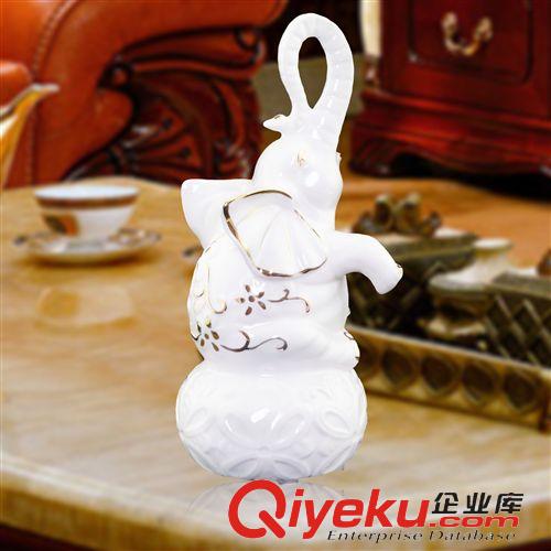 陶瓷擺件 白陶骨瓷描金可愛對大小三只小象件套gd擺件工藝品 家居裝飾品