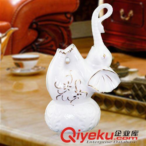 陶瓷擺件 白陶骨瓷描金可愛對大小三只小象件套gd擺件工藝品 家居裝飾品