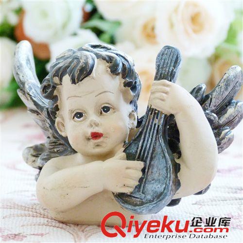 樹(shù)脂擺件 創(chuàng)意樹(shù)脂工藝品擺件家居裝飾品做舊彈奏天使微景觀田園擺件雜貨原始圖片2