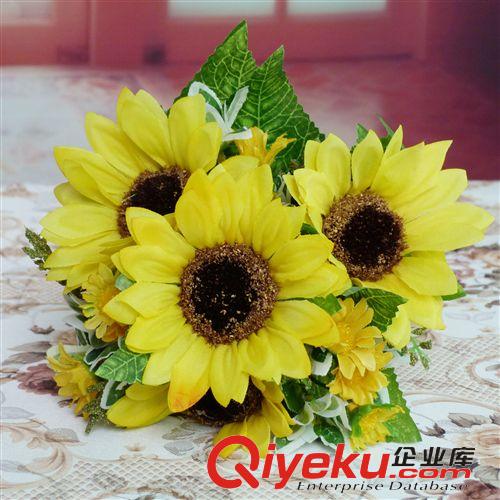 仿真花 批發供應7頭向日葵仿真絹假塑料人造花卉植物 節慶氣氛布置用品