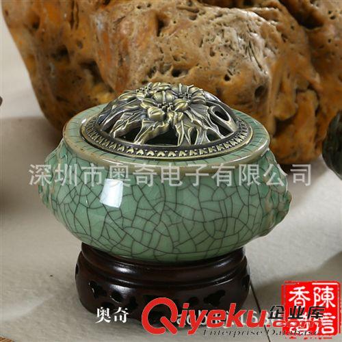 青瓷香器 龍泉陶瓷香爐禮品套裝 魚耳祥獅宣德香爐、電子香薰?fàn)t 廠家批發(fā)原始圖片3