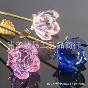 水晶模型 （定制）華麗綻放 水晶玫瑰 七夕情人節(jié)禮品 水晶馬年精美禮品原始圖片2