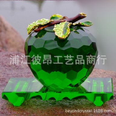 水晶模型 水晶三葉蘋果擺件送男女朋友平安禮物柜臺(tái)擺設(shè)，攝影道具過節(jié)送禮原始圖片2