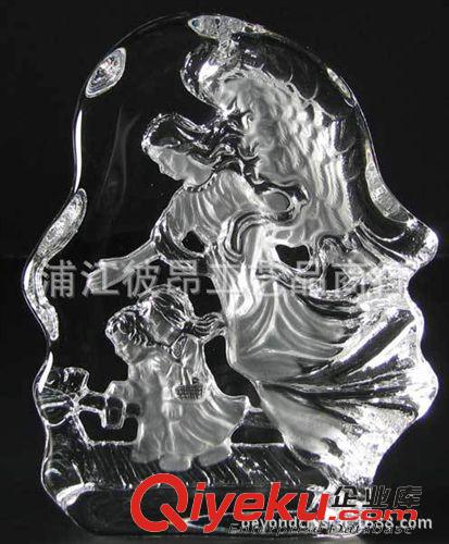 水晶冰山 專業(yè)生產供應水晶白坯，創(chuàng)意圖案水晶冰山，人物圖像深雕工藝品原始圖片2