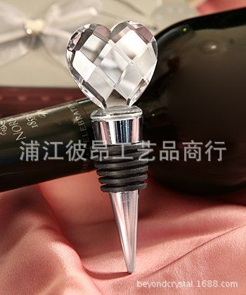 水晶酒塞 婚慶回禮酒具禮品，歐式心形水晶紅酒塞，金屬酒瓶塞，情人節(jié)禮物原始圖片3