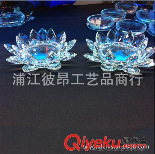 水晶婚慶禮品 專業生產批發大號水晶蓮花蠟燭臺擺件，超大號蓮花擺件寺廟擺放