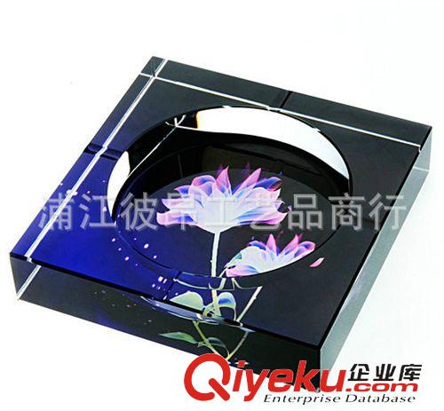 水晶煙灰缸 廠家供應水晶方形煙灰缸，彩印款，創意家居禮品，商務禮品派送原始圖片3