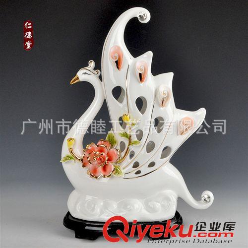 通花瓷/家居擺件 創(chuàng)意陶瓷鳳凰孔雀擺件家居裝飾品擺設(shè)結(jié)婚新房婚慶禮品工藝品臺(tái)燈