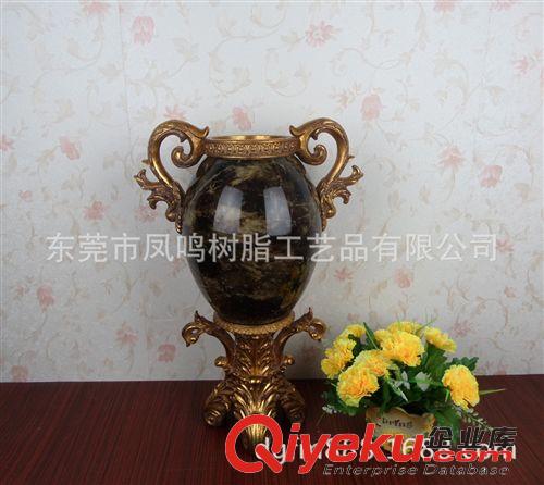 促銷清貨專區(qū) 歐式復(fù)古花瓶擺飾批發(fā)/樹脂玻璃仿大理石花瓶/酒店gd裝飾品原始圖片2