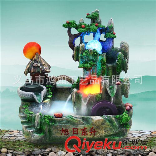tj熱銷款 樹脂工藝品假山帶LED燈 流水噴泉魚缸水景 混批廠家直銷1809