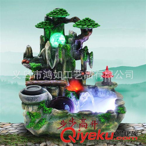 tj熱銷款 義烏鴻如工藝品廠家直銷迎客松假山流水塔風(fēng)水輪加濕器17-21