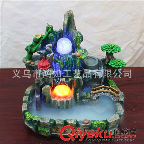 按價(jià)格 樹(shù)脂工藝品創(chuàng)意禮品小橋流水 招財(cái)假山風(fēng)水輪擺件原始圖片3
