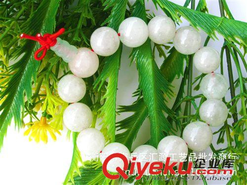 寶石手鏈 地攤熱賣 tr手飾品 白玉珠有頭手鏈 B料玉石 14mm 廠價玉器批發(fā)