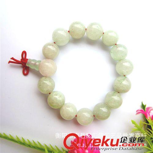 寶石手鏈 地攤熱賣 tr手飾品 白玉珠有頭手鏈 B料玉石 14mm 廠價玉器批發(fā)原始圖片2
