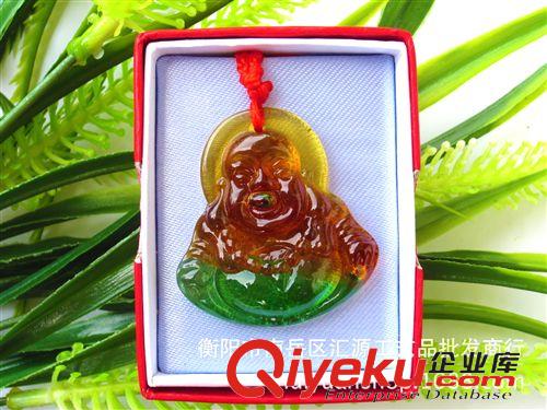 玉器項飾 廠價供應 tr彩色大琉璃彌勒佛吊墜批發原始圖片2