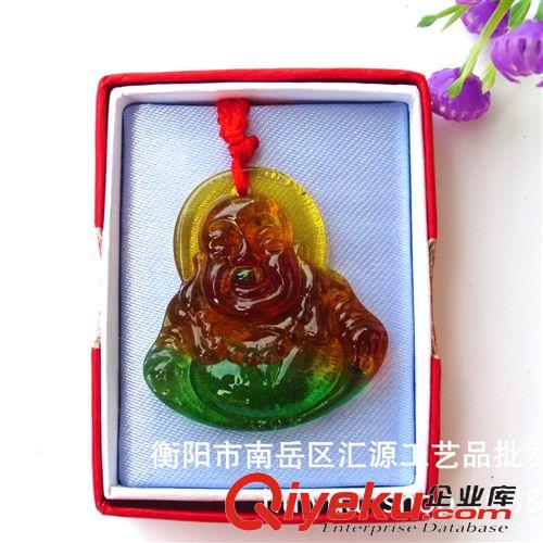 玉器項飾 廠價供應 tr彩色大琉璃彌勒佛吊墜批發原始圖片3