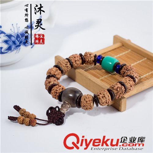 金剛菩提 【新款藏式】 tr尼泊爾五瓣金剛菩提手串 加非洲牦牛牛角三通