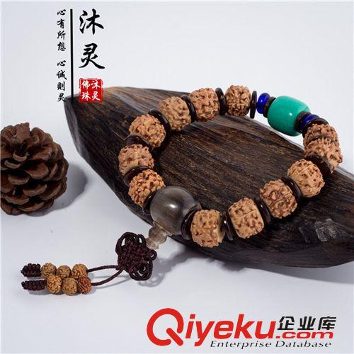 金剛菩提 【新款藏式】 tr尼泊爾五瓣金剛菩提手串 加非洲牦牛牛角三通