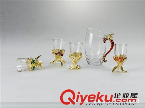 酒杯系列 廠家直銷(xiāo)生產(chǎn)供應(yīng)梅蘭竹菊杯金色琺瑯彩gd酒杯套裝 創(chuàng)意禮品原始圖片3