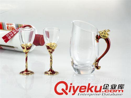 酒杯系列 廠家供應(yīng)gd創(chuàng)意琺瑯彩金色婚禮酒杯 時(shí)尚精致龍鳳酒杯原始圖片3