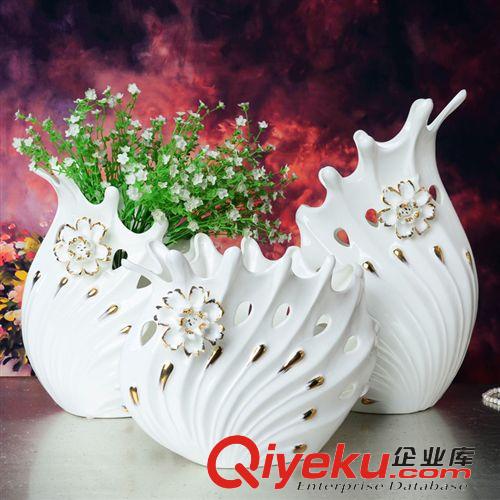 天天tj 田園貼花粉色玫瑰陶瓷花瓶 工藝品擺件 創(chuàng)意家居裝飾品