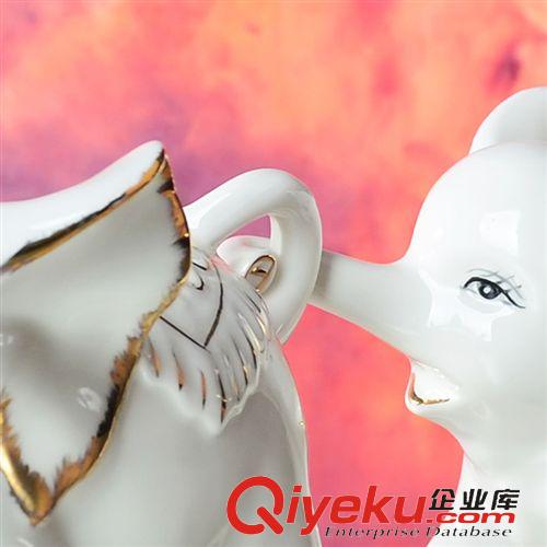 天天tj 現代家居裝飾 吉祥三件套母子招財吉祥大象擺件 陶瓷工藝品批發原始圖片3