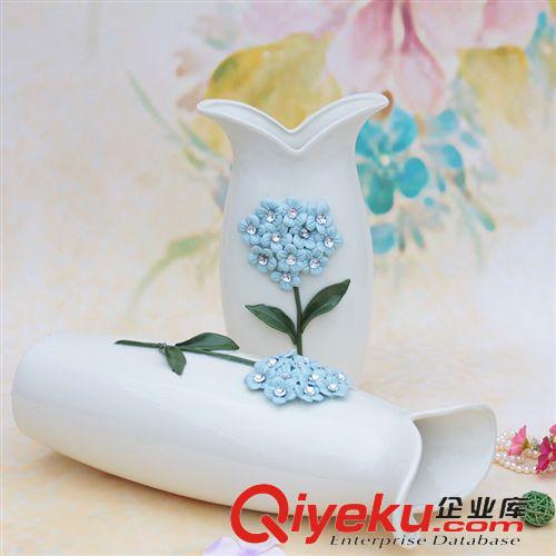 天天tj 歐式gd家居裝飾品 鑲鉆貼花扁花瓶 瓷器工藝品插花擺件原始圖片3