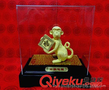 電鑄絨沙金 廠家直銷電鑄絨沙金工藝禮品擺件動物生肖系列Q-D027金猴送福