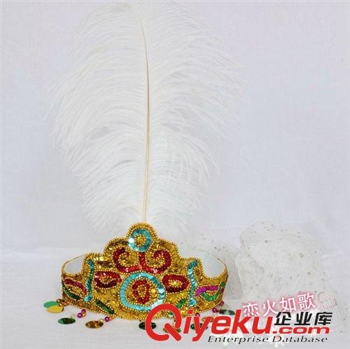 新疆帽子 新疆帽子 維族帽子 新款橘色羽毛紗巾帽子 小花帽 舞蹈演出 表演原始圖片2