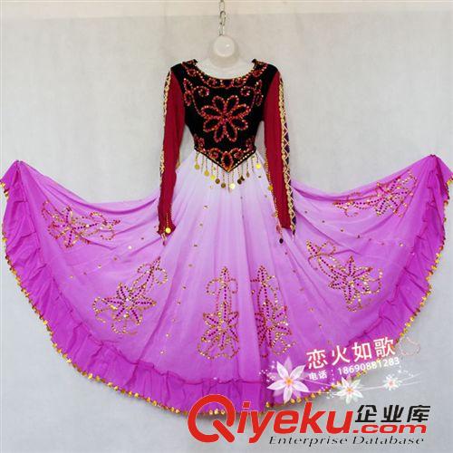 成人舞蹈服 新疆舞蹈服民族維吾爾族演出服飾女長款