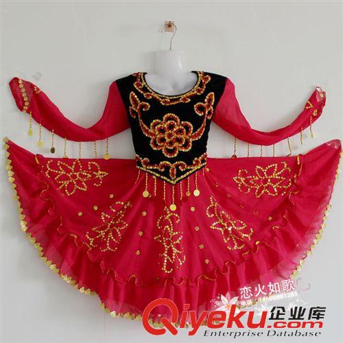 兒童舞蹈服 新疆哈薩克族兒童演出服新款少兒表演服裝舞蹈服女童紗裙