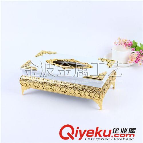 垃圾桶、紙巾盒 gd木質(zhì)工藝品歐式白盒電金抽盒時尚創(chuàng)意木質(zhì)抽紙盒紙巾筒盒原始圖片2