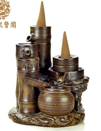 倒流香爐 煙倒流香爐 高山流水 錐香塔香 觀賞陶瓷香薰?fàn)t家居擺設(shè)原始圖片2