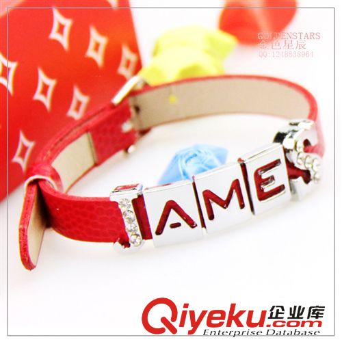 手鏈 紅色蛇皮手鏈 DIY穿帶字母 金色星辰DIY飾品專家 合金飾品定制原始圖片2