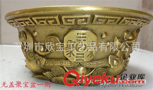 銅雕-鼎，塔，香爐，聚寶盆，葫蘆，元寶 批發(fā) 黃銅無蓋聚寶盆 五路財(cái)神聚寶盆  廠家直銷原始圖片2