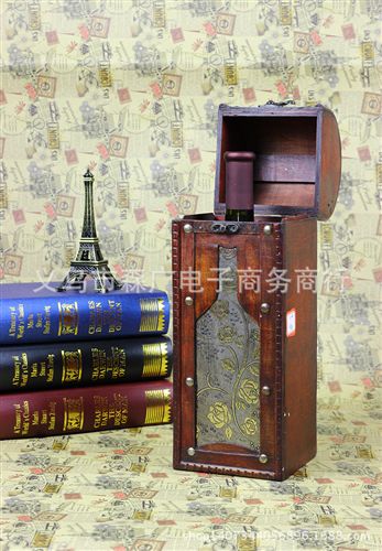 定做各類產品包裝盒 義烏 紅酒木盒 仿古創意  Wooden box 歐式復古 紅酒包裝盒單只裝