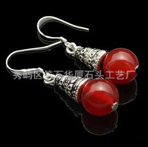 項(xiàng)鏈/吊墜/發(fā)簪/耳環(huán) tr水晶紅瑪瑙藏銀耳墜 復(fù)古民族風(fēng)格 紅瑪瑙925銀耳環(huán)原始圖片2