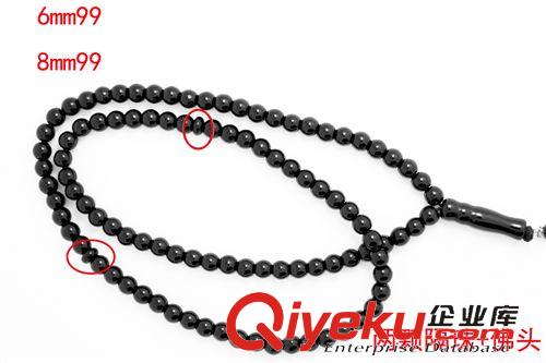 穆斯林念珠 赞珠Tasbih tr水晶黑石宝石tasbih6mm刻32面8mm切面<99>穆斯林教念珠可混批