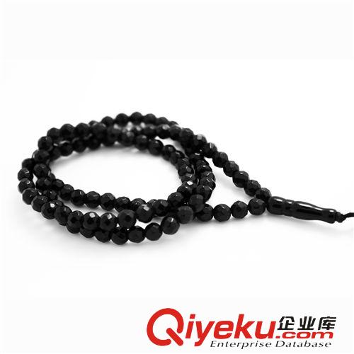 穆斯林念珠 贊珠Tasbih tr水晶黑石寶石tasbih6mm刻32面8mm切面<99>穆斯林教念珠可混批